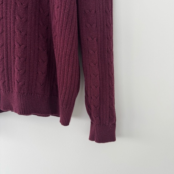 Vtg Eddie Bauer Plum Cable Knit Sweater Men’s XLT Tall XL Burgundy 100% Cotton - Picture 3 of 8